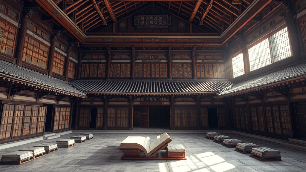 해인사 장경판전: 팔만대장경의 과학, 역사, 그리고 숨겨진 비밀 3 장경판전의 역사적 배경 (realistic 스타일)