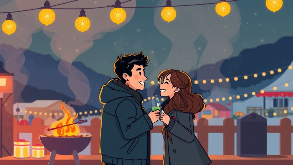 한화리조트 평창 완전정복: 객실, 부대시설, 맛집, 주변 관광지 A to Z 6 바베큐: 낭만적인 저녁 (cartoon 스타일)