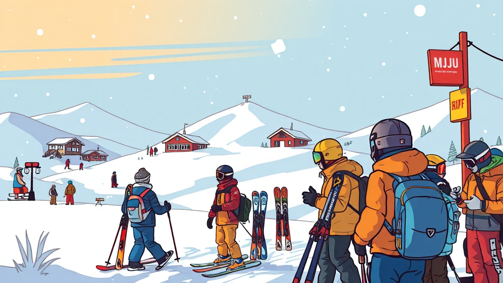 무주 스키장 완전정복: 리프트권 할인부터 렌탈, 숙박, 경비까지! 5 스키샵 활용 꿀팁 (cartoon 스타일)