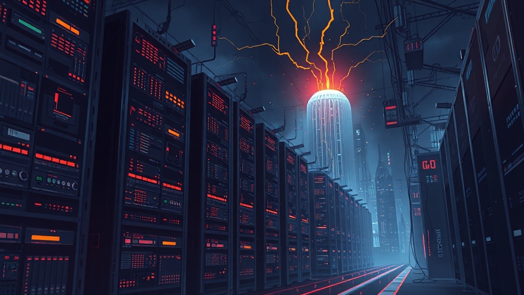 AI 시대, 폭증하는 전력 수요! 데이터센터부터 전력망 투자 전략까지 4 데이터센터 전력 소비 현황 및 문제점 (illustration 스타일)