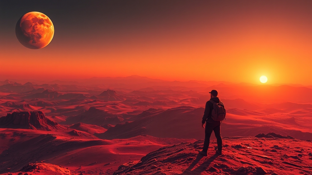 화성 여행 A to Z: 풍경, 물, 생명체 가능성, 준비사항, 최신 연구 3 화성의 특별한 풍경 (realistic 스타일)