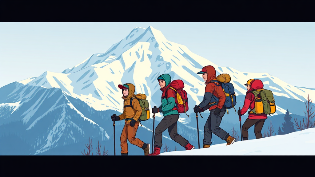 안전한 겨울 산행 복장 가이드 (illustration 스타일)
