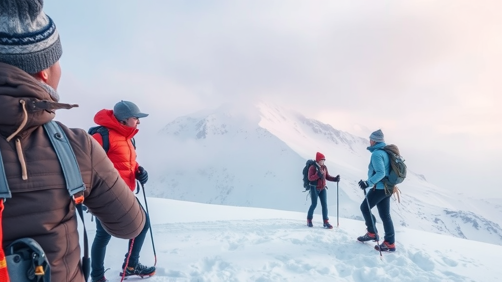 필수 등산 장비 (watercolor 스타일)