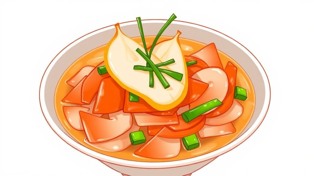 서울/경기 김치: 깔끔함의 정수 (illustration 스타일)