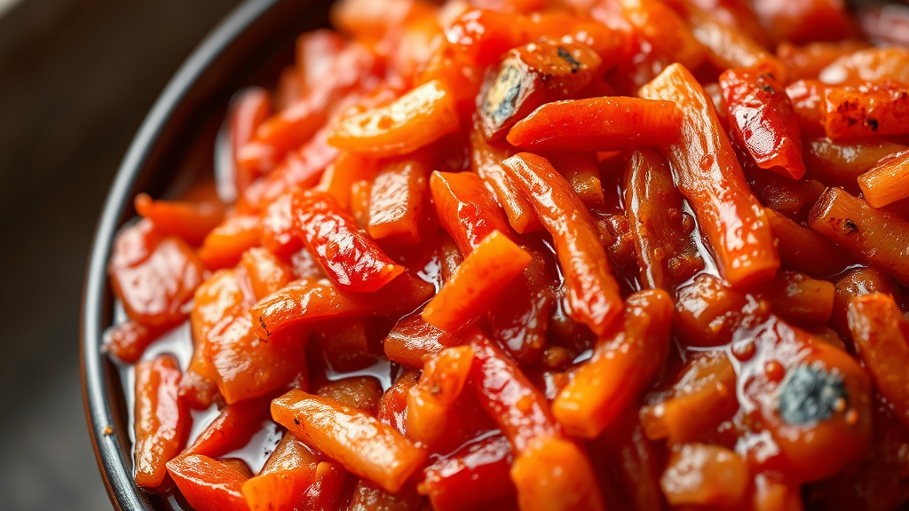 경상도 김치: 강렬한 매운맛 (realistic 스타일)