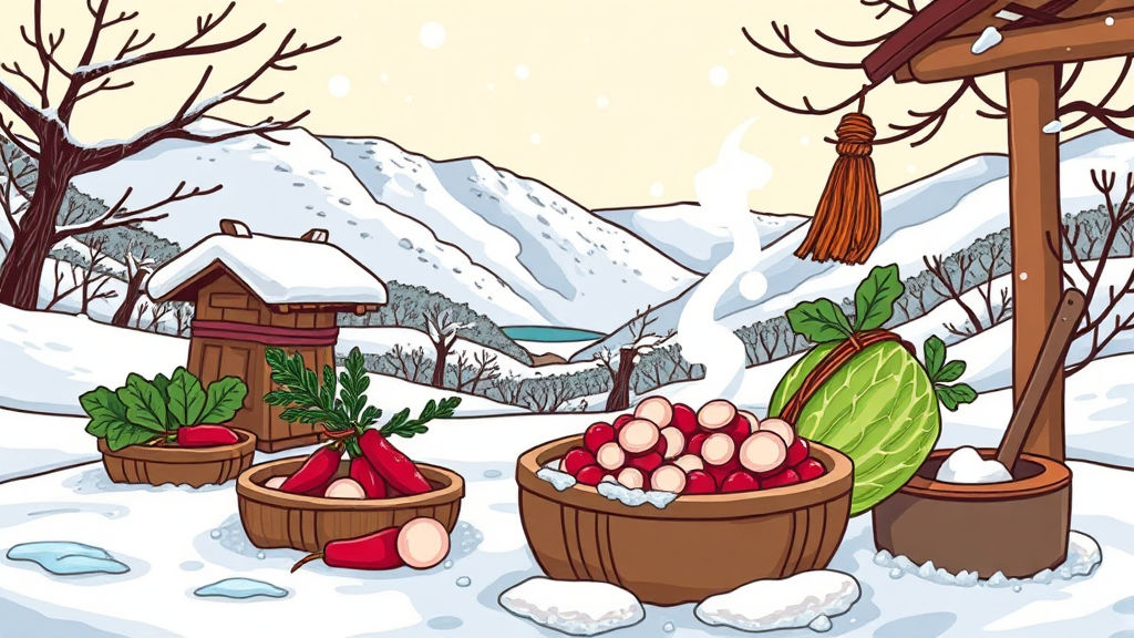 강원도 김치: 저장성을 높이다 (cartoon 스타일)