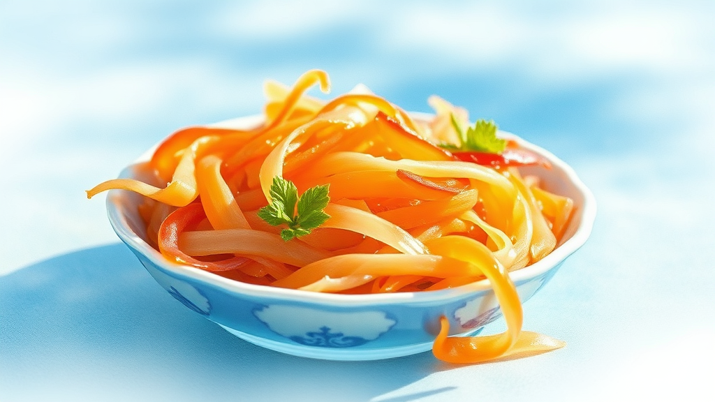 제주도 김치: 깔끔하고 시원한 맛 (watercolor 스타일)