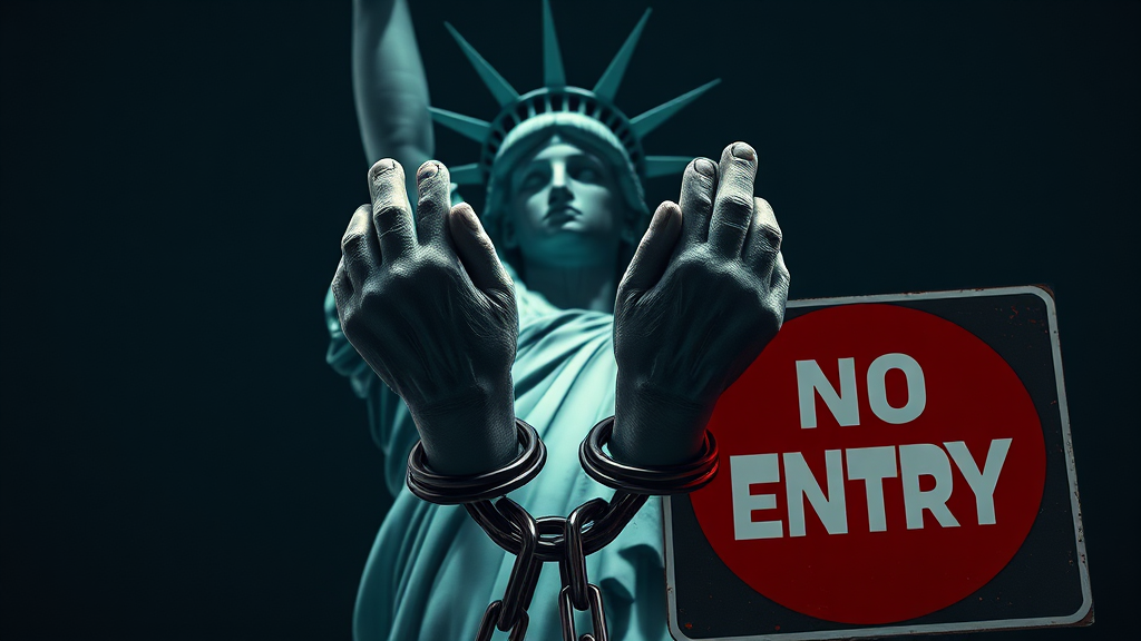 이민 정지에 대한 반발 및 우려 (realistic 스타일)