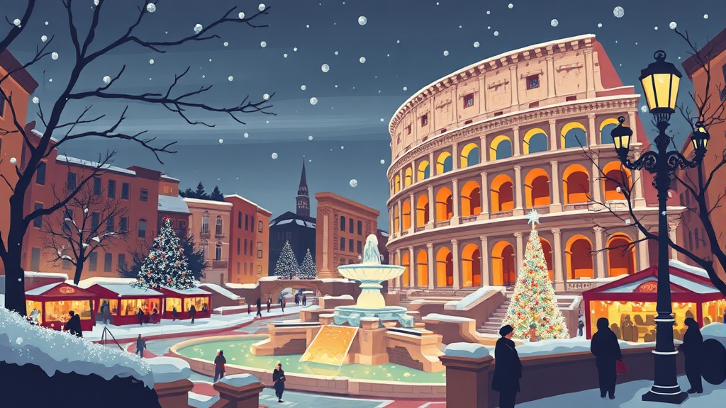 12월 로마 여행 완벽 가이드: 날씨, 옷차림, 크리스마스, 명소, 꿀팁! 6 겨울 로마, 놓칠 수 없는 명소 (illustration 스타일)