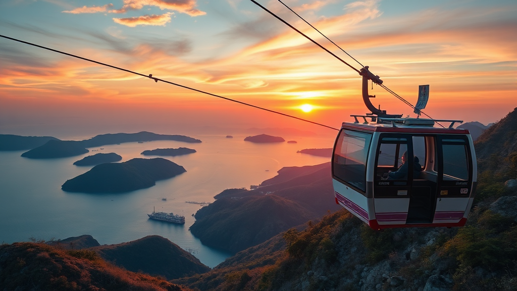 사천 바다 케이블카 매력 (realistic 스타일)
