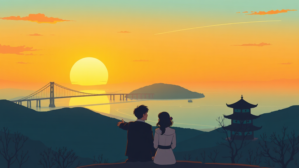 각산 전망대 일몰 (illustration 스타일)