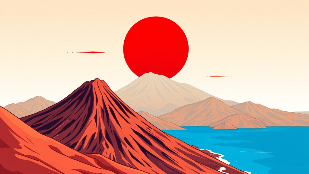 제주도 해돋이 명소: 성산일출봉 & 대포항 (cartoon 스타일)