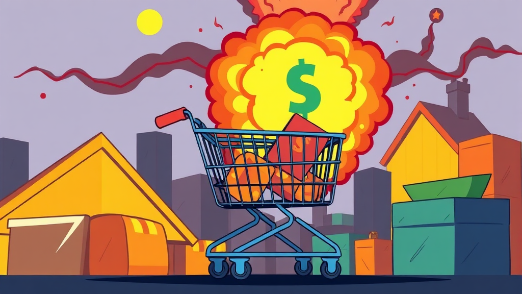 수입 물가 상승과 인플레이션 공포 (cartoon 스타일)