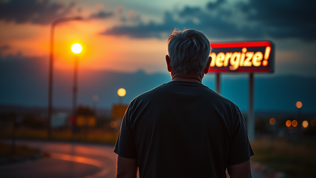 남성 갱년기 이해 및 증상 (realistic 스타일)