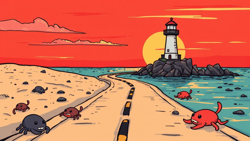 탄도항 바닷길 & 누에섬 탐험 (cartoon 스타일)