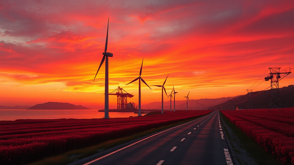 탄도항, 숨막히는 일몰 명소 (realistic 스타일)