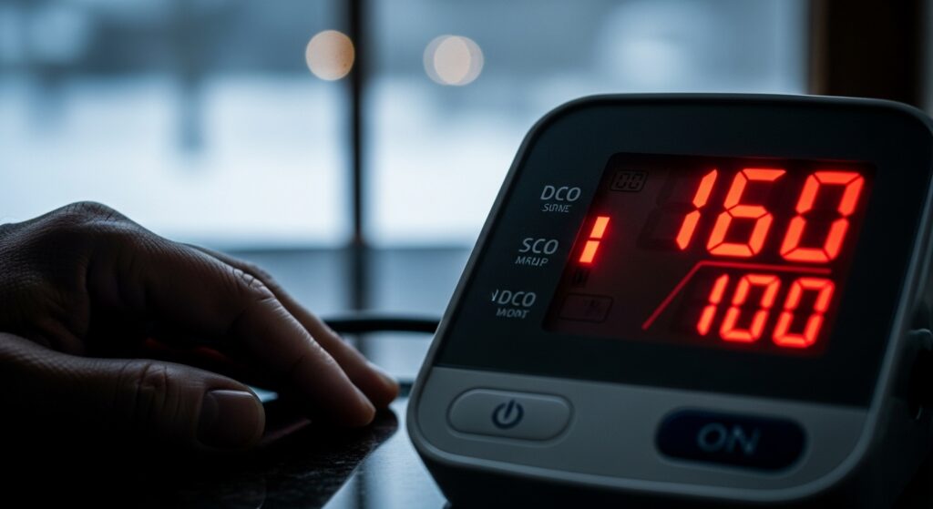 겨울철 고혈압을 나타내는 혈압계