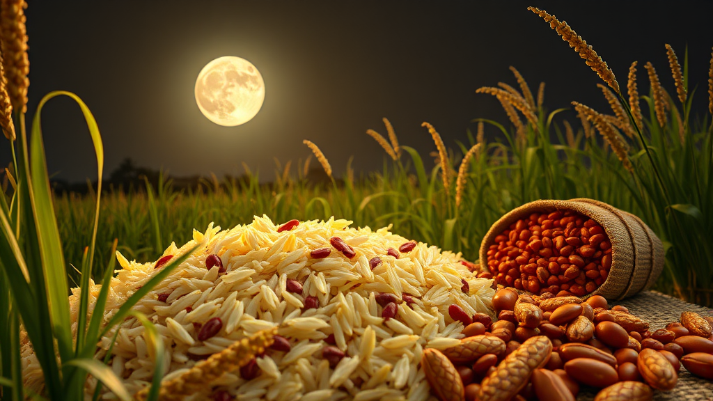 대보름 음식: 오곡밥 (realistic 스타일)