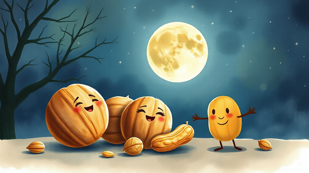 대보름 음식: 부럼 (watercolor 스타일)