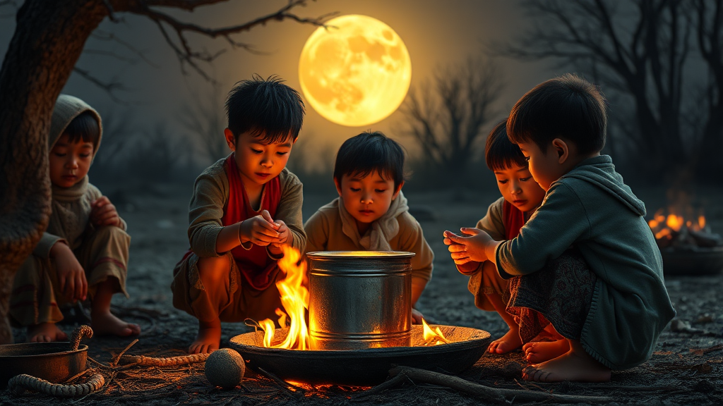 대보름 풍습과 전통 놀이 (realistic 스타일)