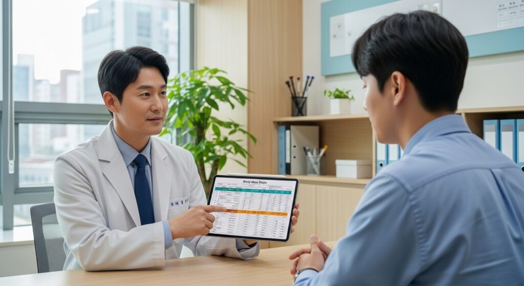 상급종합병원 전문가에게 마운자로 처방 및 BMI 수치 상담을 받는 고도비만 환자