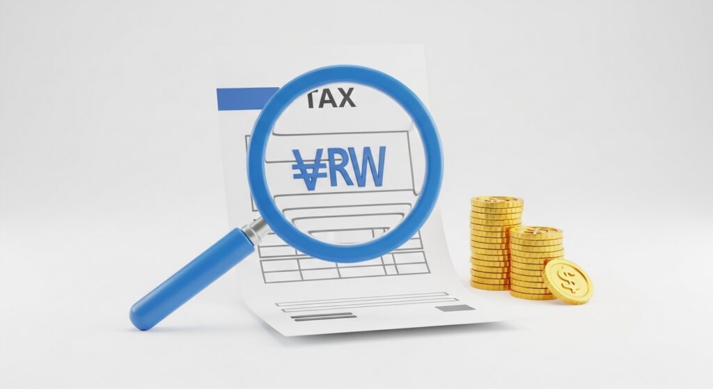 연말정산 누락분 경정청구 방법을 설명하는 돋보기와 한국 화폐(KRW) 일러스트.