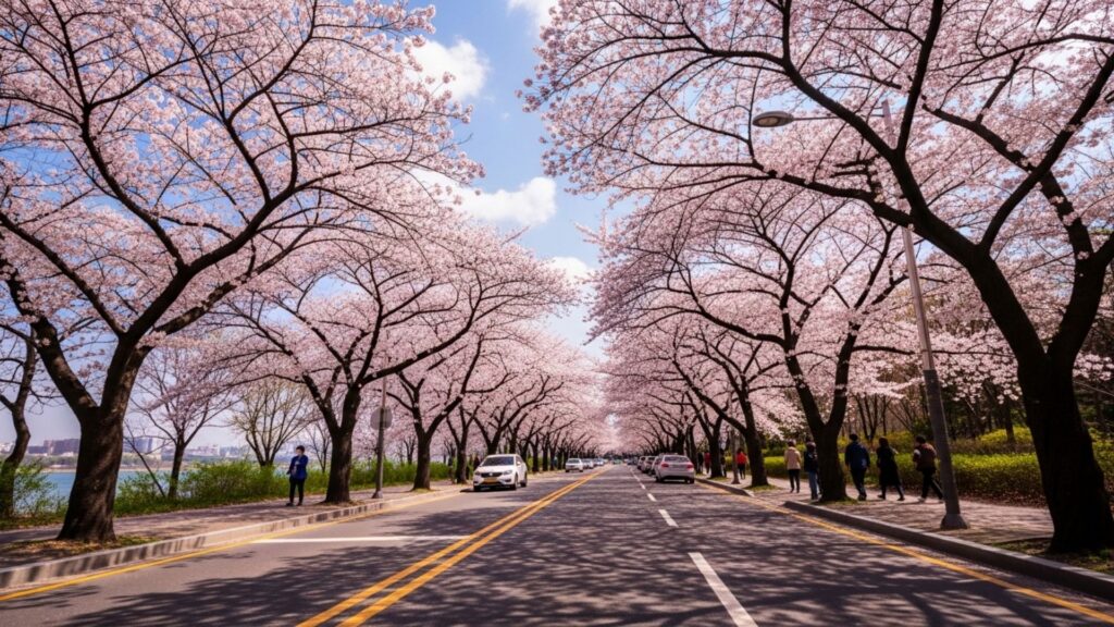 여의도 벚꽃축제 언제 가야 하나.. 2026년 만개한 벚꽃을 예상한 이미지