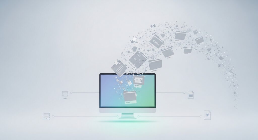 컴퓨터 저장공간 정리를 위한 임시파일 삭제 개념 이미지