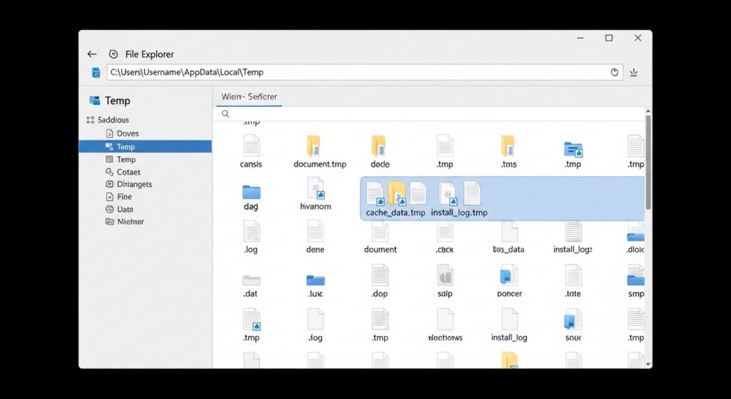 윈도우 temp 폴더에 생성된 임시파일과 tmp 파일 예시 화면