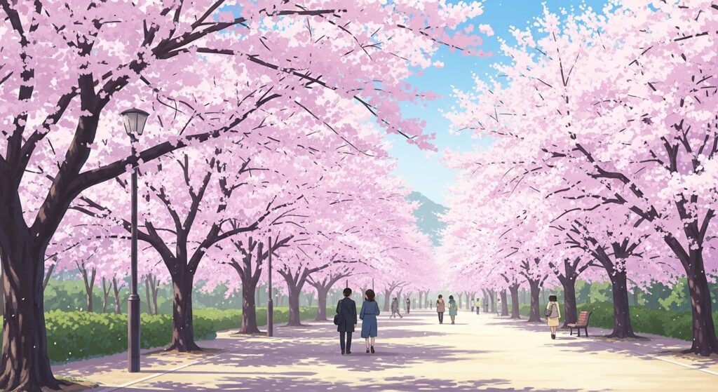 여의도 벚꽃 국회의사당역 1번출구 방향에서 비교적 한적하게 벚꽃을 감상할 수 있는 여의도 산책로 모습